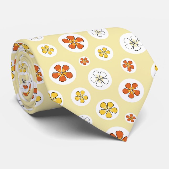 Cravate Chemise à fleurs jaunes à pois (Roulé)