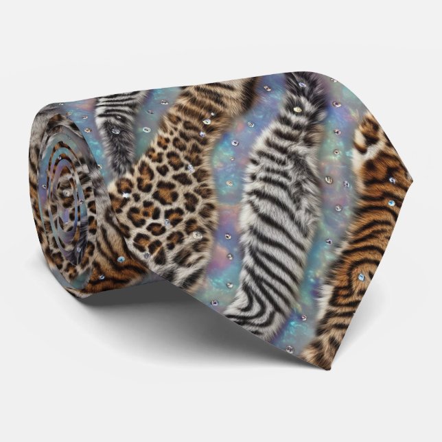Cravate Chemise à imprimé animalier opale tacheté (Roulé)