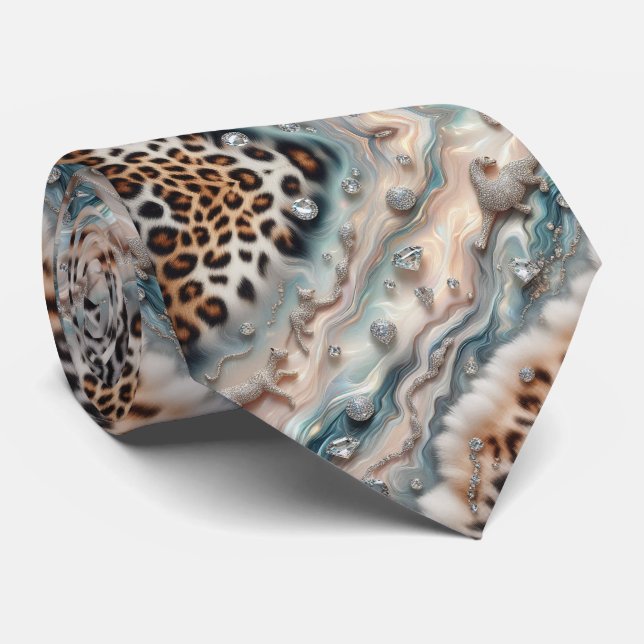 Cravate Chemise à imprimé animalier opale tacheté (Roulé)