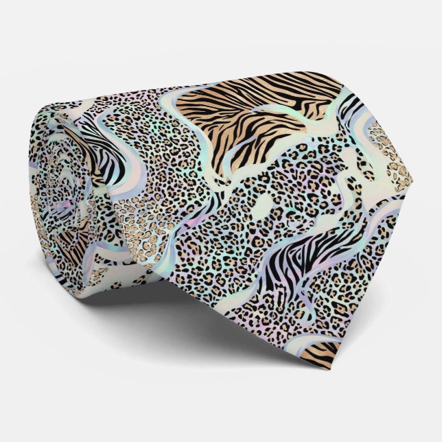 Cravate Chemise à imprimé animalier opale tacheté (Roulé)