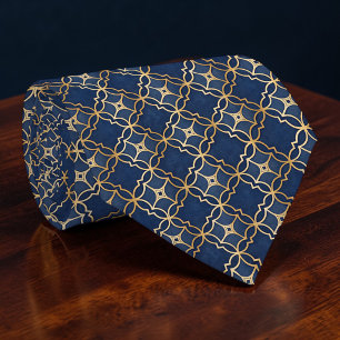 Cravate Chemise à motif bleu et or personnalisée