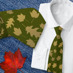 Cravate Chemise à motif de feuille vert olive pour hommes