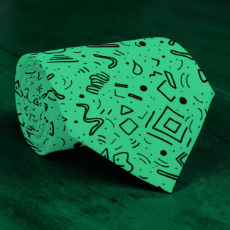 Cravate Chemise à noeud géométrique noir et vert personnal