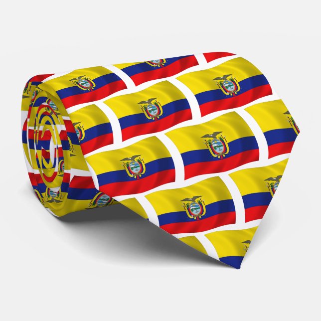 Cravate Chemise à rayures avec drapeau de l'Équateur (Roulé)