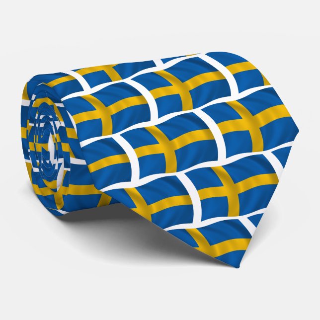 Cravate Chemise à rayures du drapeau suédois (Roulé)