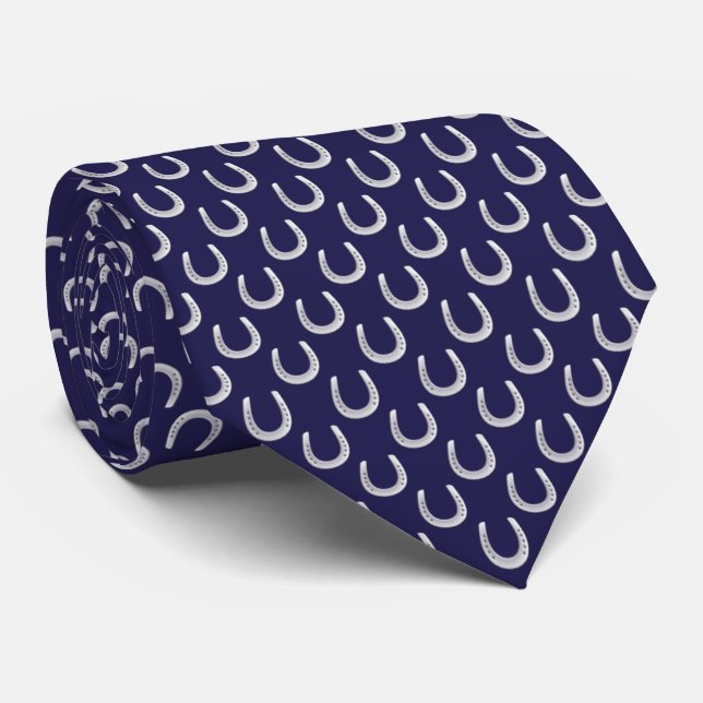 Cravate Chemise de Derby à imprimé micro-fer à cheval bleu (Roulé)