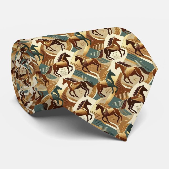Cravate Chemise de Derby de Courses de Chevaux Abstraite (Roulé)
