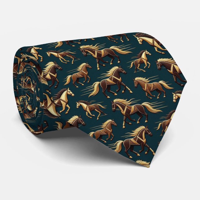 Cravate Chemise de Derby de Courses de Chevaux Abstraite (Roulé)