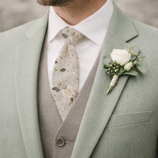 Cravate Chemise de mariage florale avec motif de rose ivoi