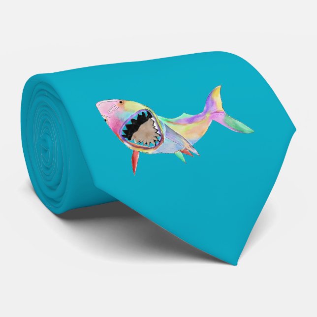 Cravate Chemise de sport d'art océanique requin  (Roulé)