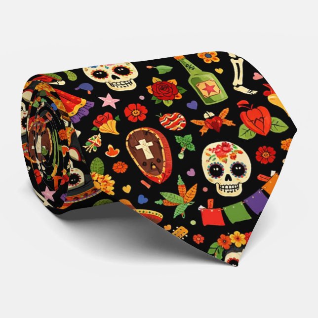 Cravate Chemise Día de los Muertos (Dos marron) (Roulé)