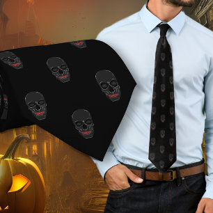 Cravate Chemise noire à motif de crânes grimaçants pour Ha