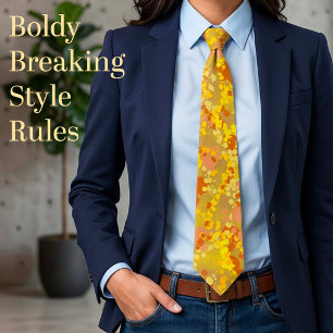 Cravate Chemise orange à taches de peinture éclaboussée