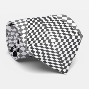 Cravate Chess board rhombus black and white neck tie