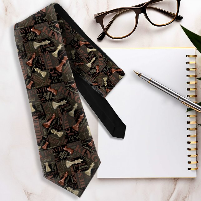 Cravate Chess Terms and Pieces Copper and Gold ID784 (Créateur téléchargé)