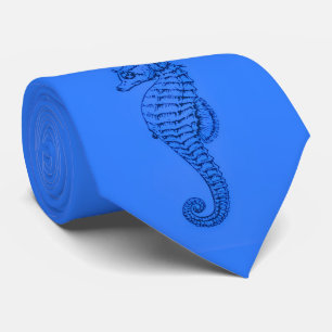 Cravate cheval de mer graphique en bleu