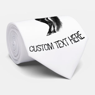 Cravate Cheval sauvage noir dressé - Dessin noir et blanc