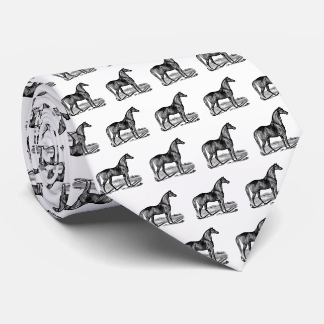 Cravate Cheval vintage debout (Roulé)