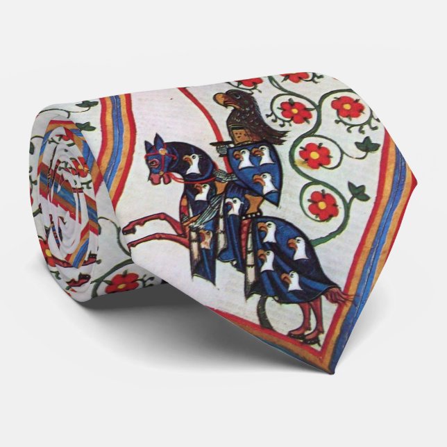 Cravate CHEVALIER BLEU SUR HORSEBACK Miniature médiévale (Roulé)