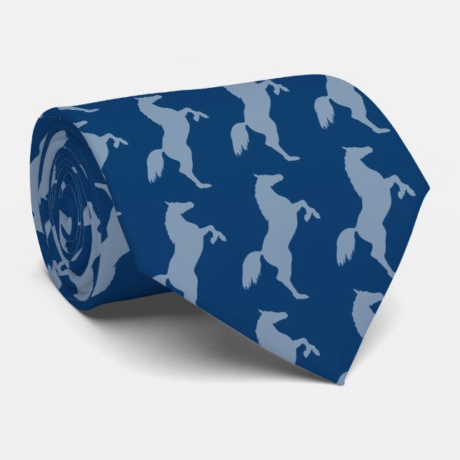 Cravate Chevaux en Silhouette | Bleu (Roulé)