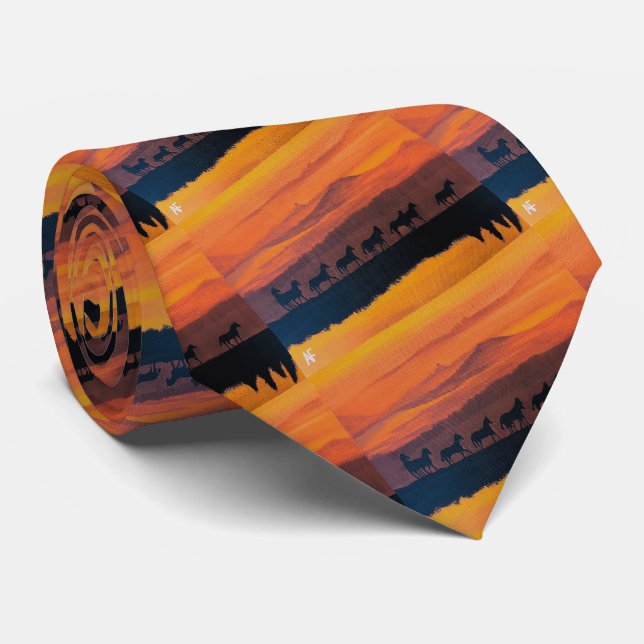 Cravate Chevaux sauvages du Montana Peinture d'Alfred Fox (Roulé)