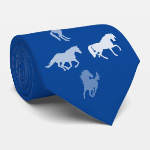 Cravate Chevaux Silhouette   Bleu profond