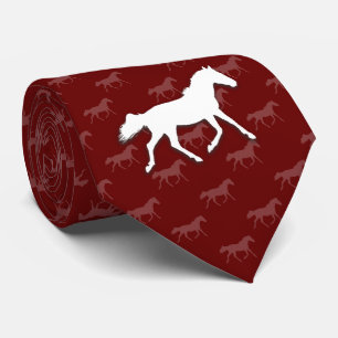 Cravate Chevaux Silhouette   Rouge foncé