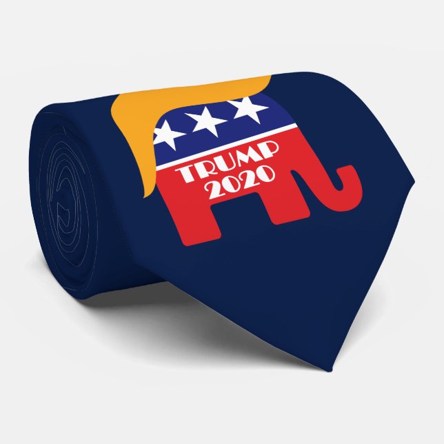 Cravate Cheveux de Donald Trump Logo Éléphant GOP 2020 (Roulé)