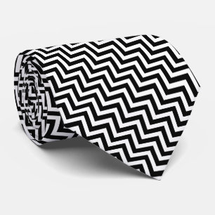 Cravate Chevron de taille moyenne noire et blanche