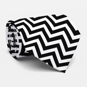 Cravate Chevron en diagonale noir et blanc