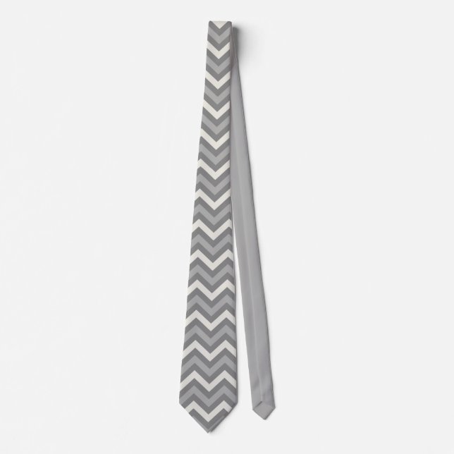 Cravate Chevron gris (Devant)