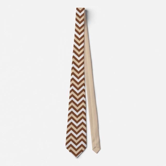 Cravate Chevron marron et beige (Devant)