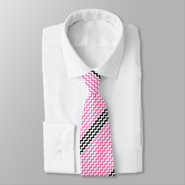 Cravate Chevron rose chaud et noir par Shirley Taylor (Attaché)