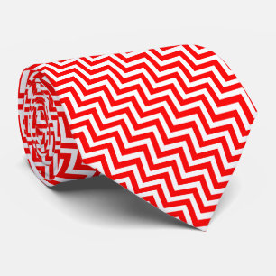 Cravate Chevron rouge et blanc de taille moyenne
