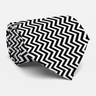 Cravate Chevron vertical noir et blanc moyen