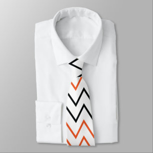 Cravate Chevron Zigzag Orange Noir