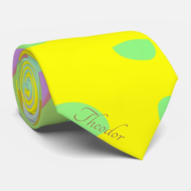 Cravate Chic Abstrait Papillon or Jaune Violet Motif (Roulé)