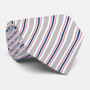 Cravate Chic bleu gris rose blush blanc motif rayures