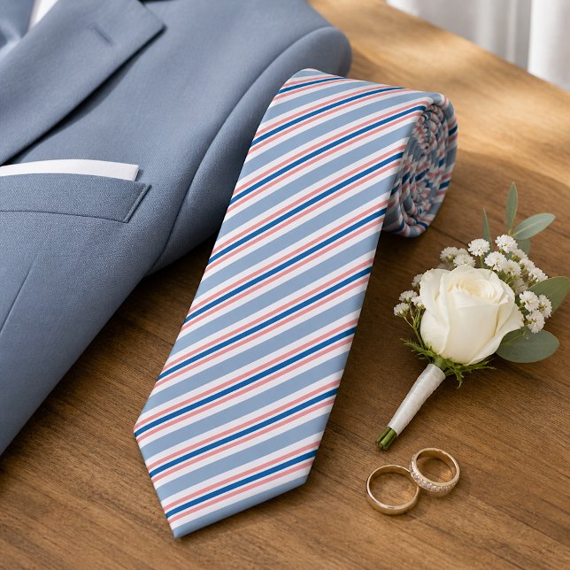 Cravate Chic Classique Bleu Gris Bleu Bleu Motif (Créateur téléchargé)
