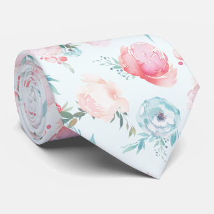 Cravate Chic Dusty Blue Jardin Floral Peony Motif