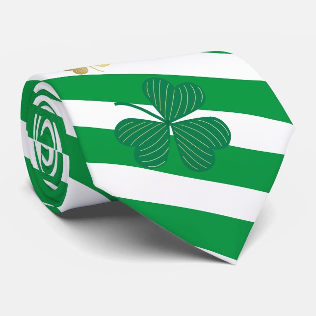 Cravate Chic Happy Good Luck Gold Shamrock St Patrick's (Roulé)