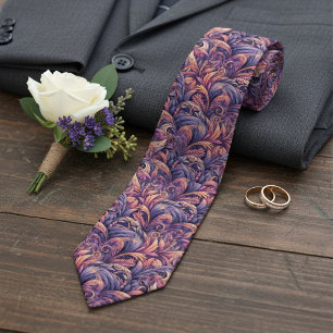 Cravate Chic Mauve Taupe Rose Violet Violet Paisley Art