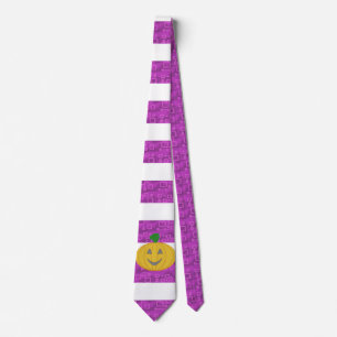 Cravate Chic Moderne Orange Citrouille Violet Géométrique