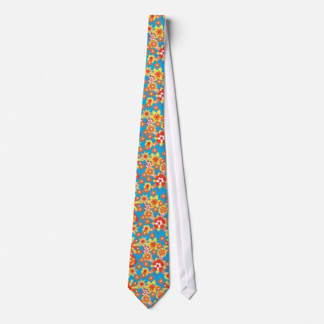 Cravate Chic Necktie : Ditsy Orange Floral (Devant)