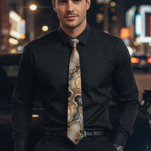 Cravate Chic or et marbre noir brillant mariage