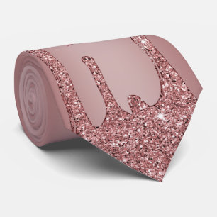 Cravate Chic Rose Gold Parties scintillant gouttes Monogra