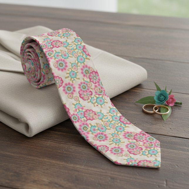 Cravate Chic Tie With Artistic Cherry Blossom Floral Art (Créateur téléchargé)