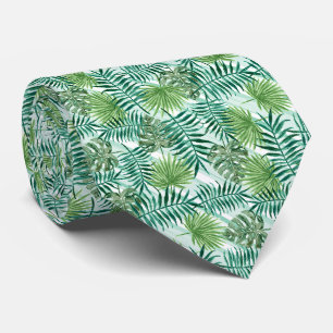 Cravate Chic Tropical Green Palm Tree Feuille Art d'été