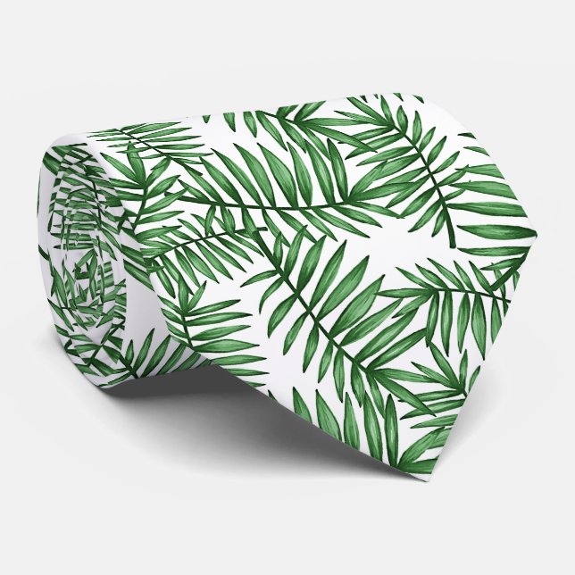 Cravate Chic Tropical Green Palm Tree Feuille Art d'été (Roulé)