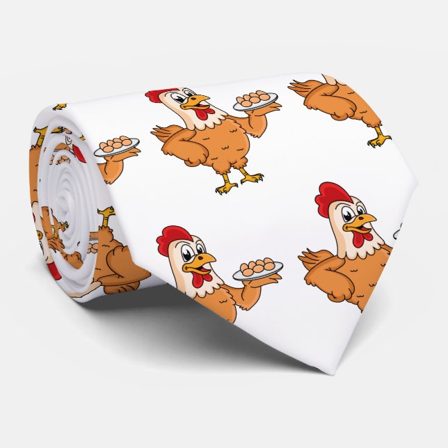 Cravate Chicken with eggs on plate cartoon (Roulé)